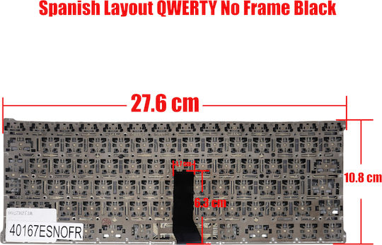 Spanish Laptop Keyboard Apple Macbook Air 13" A1369 2011 A1466 2012-2017 661-6635 661-7480 661-6059 069-9397-23 922-9646 Es No Frame Black Code 40167esnofr