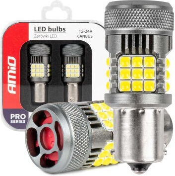 AMiO Lămpi Auto P21W / R10W / R5W / BA15S Canbus LED 6000K Alb Rece 12-24V / 12V / 24V 2 Bucăți