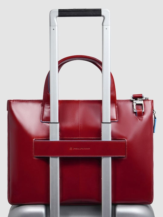 Piquadro Briefcase Laptop 14" Blue Square Red