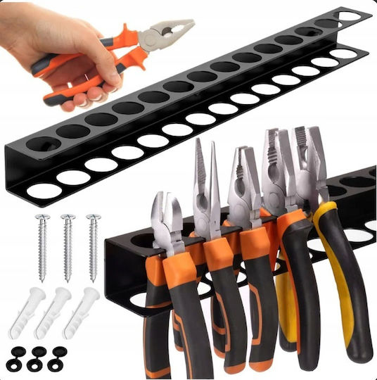 Zola Suport Multifuncțional De Perete Pentru Unelte 14 Compartimente Organizare Accesorii De Montare Incluse Oțel 40 Cm Negru