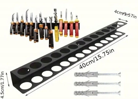 Zola Suport Multifuncțional De Perete Pentru Unelte 14 Compartimente Organizare Accesorii De Montare Incluse Oțel 40 Cm Negru