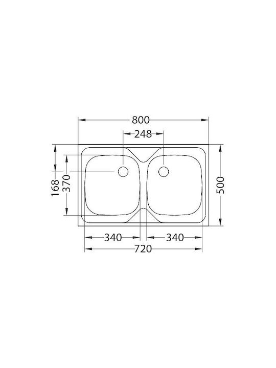 Alveus Undermount Kitchen Sink Inox L80xW50cm Gray