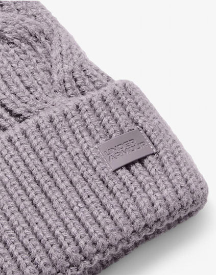 Around Town Pom Beanie Unisex Knitted Beanie in Purple Colour