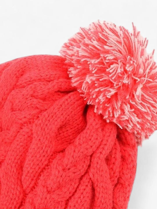 Unisex Pom Pom Beanie Strickmütze in Rosa Farbe