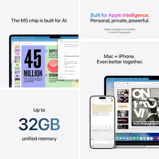Apple MacBook Air 15.3" IPS Retina Display (M5-10-Core/16GB/1TB SSD/10-Core GPU) Silver (International English Keyboard)