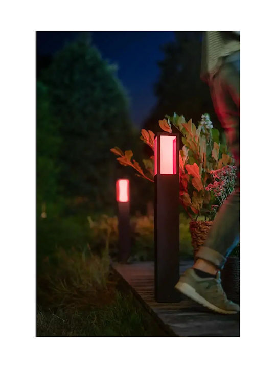 Philips Impress Външна Стояща Лампа Малък Пост LED със Студено Бяла Светлина IP44 Черна