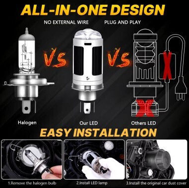 Lampa Moto H4 LED 6000K Alb Rece 12-24V 26W