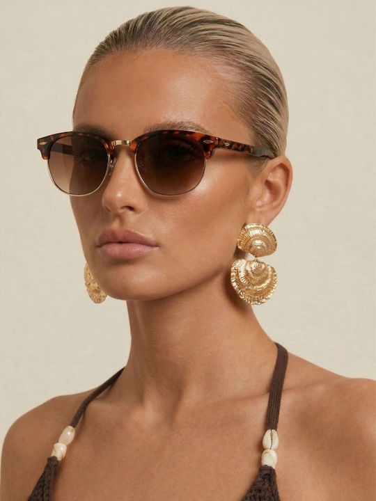 Luigi Unisex Sunglasses with Brown Metallic Frame and Brown Lenses 4856213