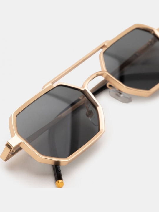 Luigi Unisex Sunglasses With Gold Metallic Frame And Gold Lens 4841209