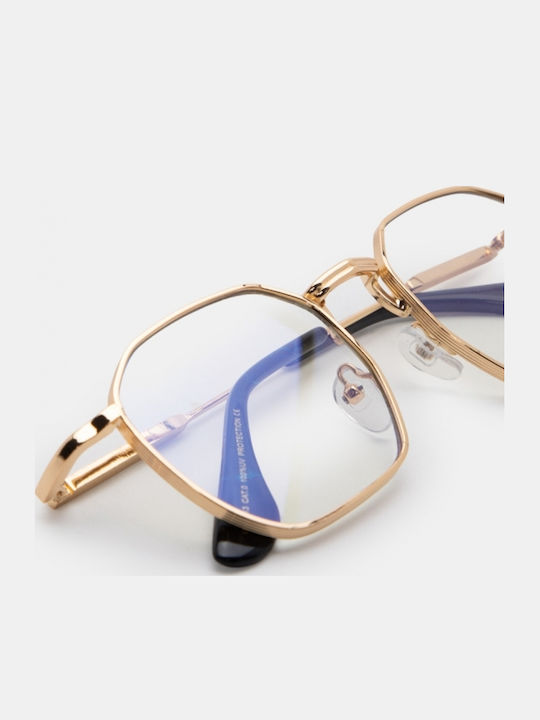Luigi Unisex Sunglasses With Gold Metallic Frame And Gold Lens 4856009