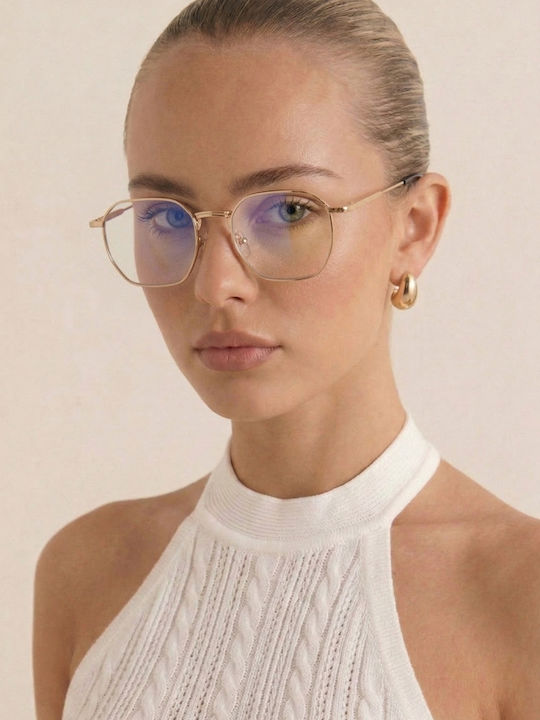 Luigi Unisex Sunglasses With Gold Metallic Frame And Gold Lens 4856009