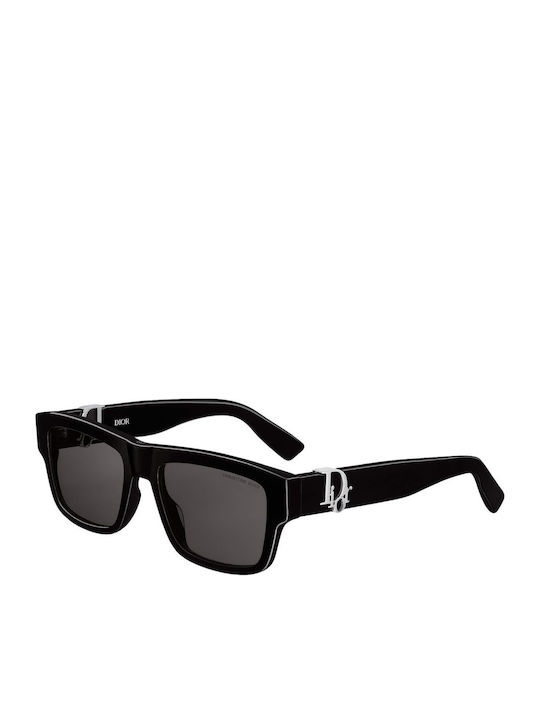 Dior Unisex Sunglasses with Black Horn-Rimmed Frame and Black Lens DIOROBLIQUE S3I 10A0