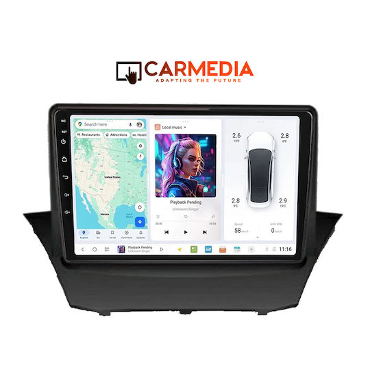 Carmedia Ηχοσύστημα Αυτοκινήτου για Ford Fiesta 2010-2018 (Bluetooth/USB/WiFi/GPS/Apple-Carplay/Android-Auto) με Οθόνη Αφής 9"