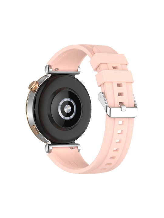 Huawei Watch Gt4 41mm Official Steps Style Silver Buckle Silicone Watch Band Pink