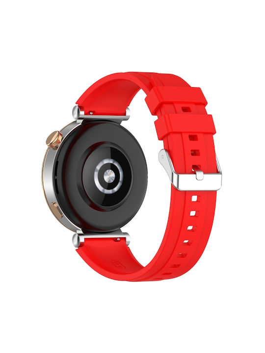 Huawei Watch Gt4 41mm Official Steps Style Silver Buckle Silicone Watch Band Red