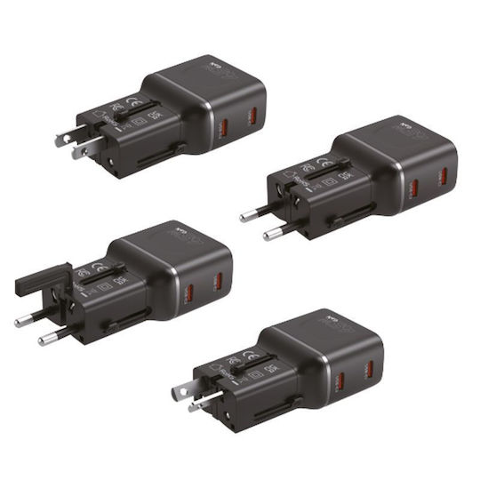 Mobile Origin Φορτιστής Χωρίς Καλώδιο GaN με 2 Θύρες USB-C 45W Power Delivery Μαύρος (PW26)
