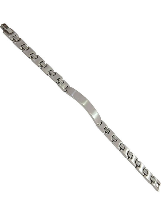 Kalliopi Silver Ανδρικό Βραχιόλι Ταυτότητα από Ατσάλι 21cm