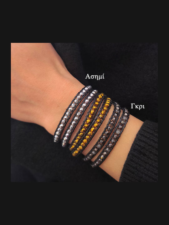 Theodora's Jewellery Women's Leather Bracelet Jt-B100151-Grey