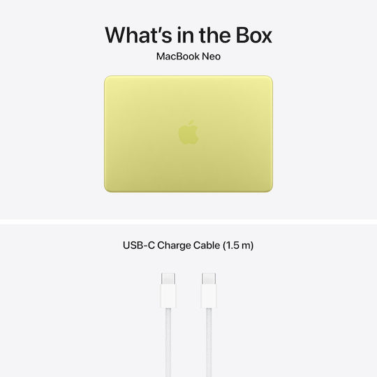 Apple MacBook Neo 13" Panou IPS Ecran Retina (A18 Pro-6 Nuclee/8GB/256GB SSD/GPU Cu 5 Nuclee) Citrice (Tastatură Engleză SUA)