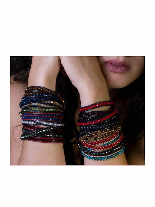 Theodora's Jewellery Women's Leather Bracelet Jt-B100151-Red-Burgundy
