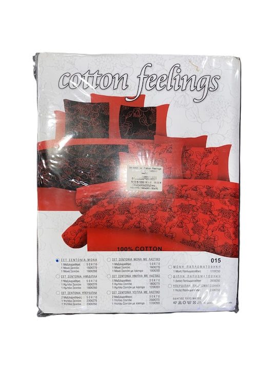 Sunshine Cotton Feelings Set Bed Sheets for Single Bed 170x260cm Fuchsia 4 Pieces