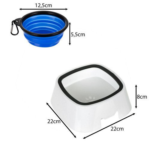 Bol din Plastic ABS pentru Hranire Lenta pentru Câine și Pisică 1.5l 22cm în Culoare Albă