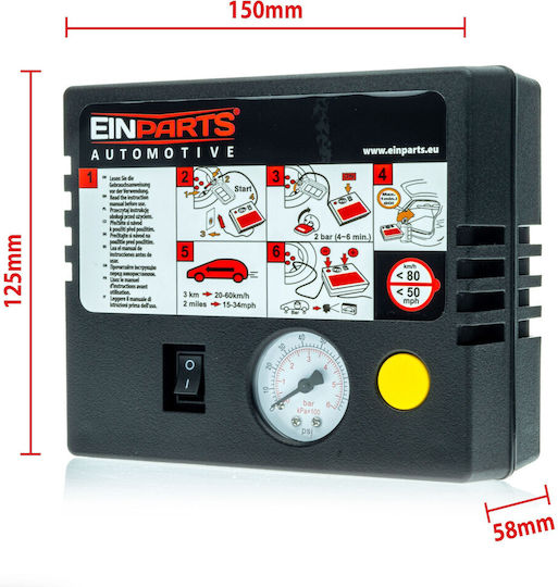 Einparts Automobil 120w Kompressor 450ml Reifenreparaturflüssigkeit Tubeless Reifen Tpms