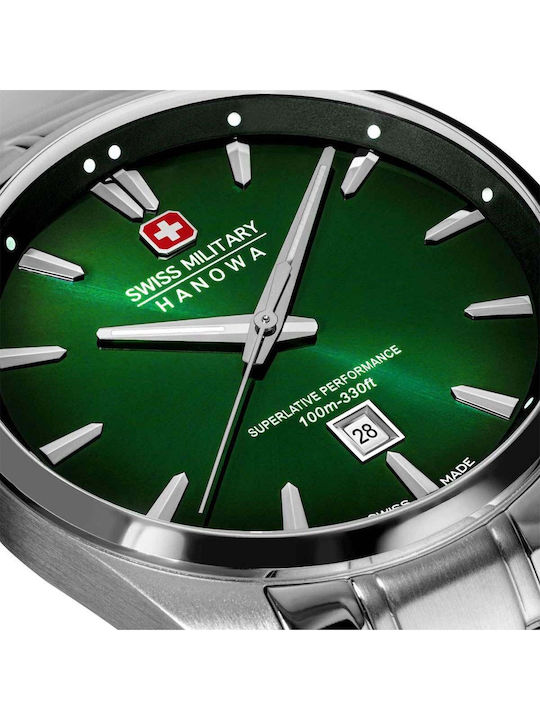 Swiss Military Hanowa Herrenuhr 42mm Batterie mit Silber rostfreiem Stahlarmband