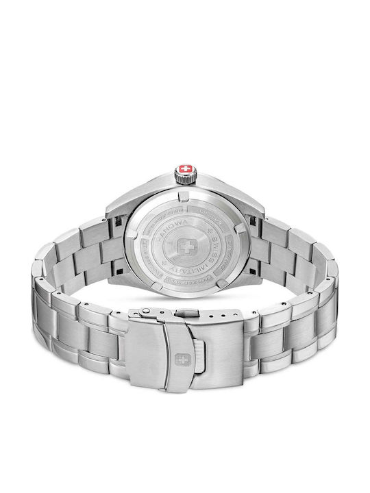 Swiss Military Hanowa Herrenuhr 42mm Batterie mit Silber rostfreiem Stahlarmband
