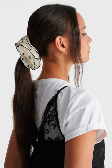 Scrunchie Μαλλιών Πουά Μπεζ Συλλογή Ανοιξη 26