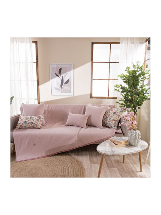 Teoran Bari Armchair Throw Chenille 180x150cm Pink