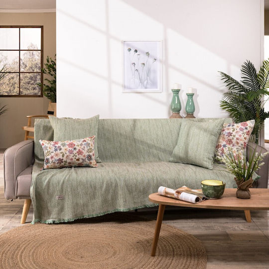 Teoran Teoran Rieti Viersitzer-Sofa Überwurf Chenille 180x350cm Grün Teoran Teoran Rieti Viersitzer-Sofa Überwurf Chenille 180x350cm Grün