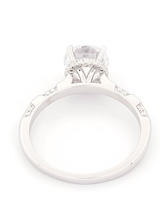 Single Stone Ring Silver with Zircon