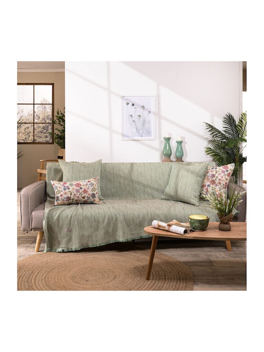 Teoran Rieti Ριχτάρι Τριθέσιου Καναπέ Chenille 180x300εκ. Πράσινο