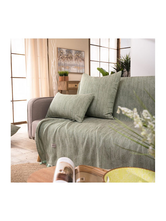 Teoran Rieti Ριχτάρι Τριθέσιου Καναπέ Chenille 180x300εκ. Πράσινο