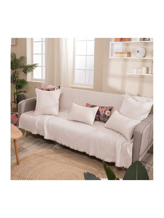 Teoran Rieti Ριχτάρι Διθέσιου Καναπέ Chenille 180x250εκ. Λευκό