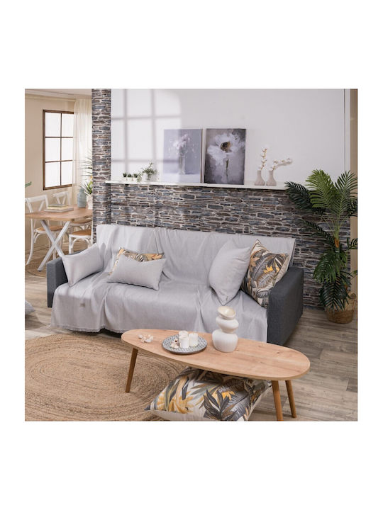 Teoran Bari Viersitzer-Sofa Überwurf Chenille 180x350cm Grau