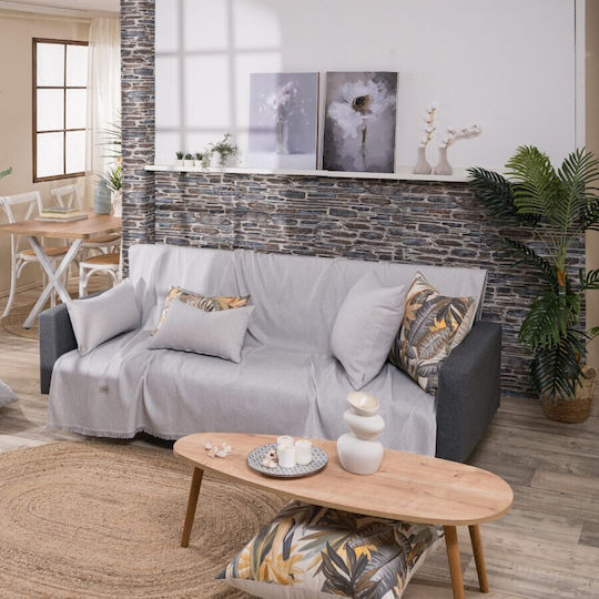 Teoran Bari Ριχτάρι Τετραθέσιου Καναπέ Chenille 180x350εκ. Γκρι