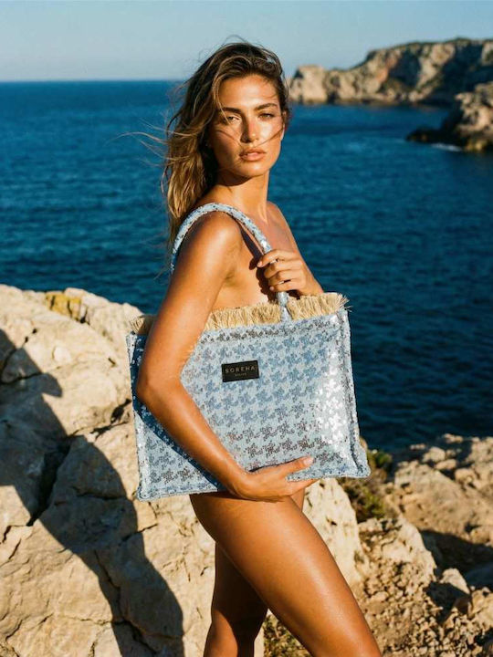 Fabric Women's Tote Handbag Blue