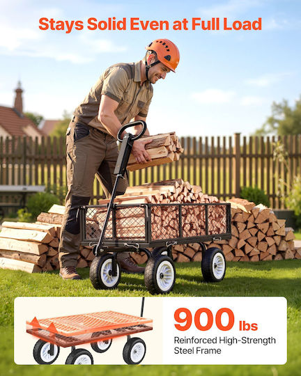 Metal Garden Cart with Maximum Load Capacity 408kg