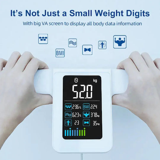 Welland Smart Ζυγαριά 180kg με Λιπομετρητή & Bluetooth Λευκή FG2015ULB