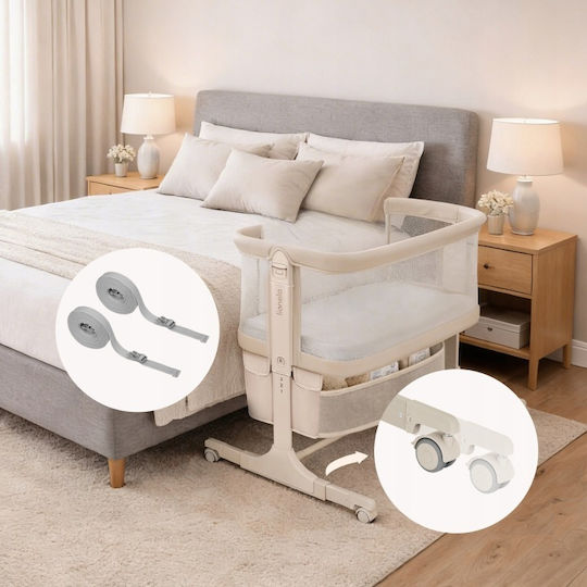 Lionelo Cradle with Mattress Side Opening and Wheels Beige