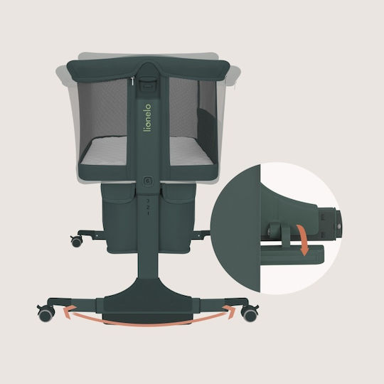 Lionelo Cradle with Mattress Side Opening and Wheels Green