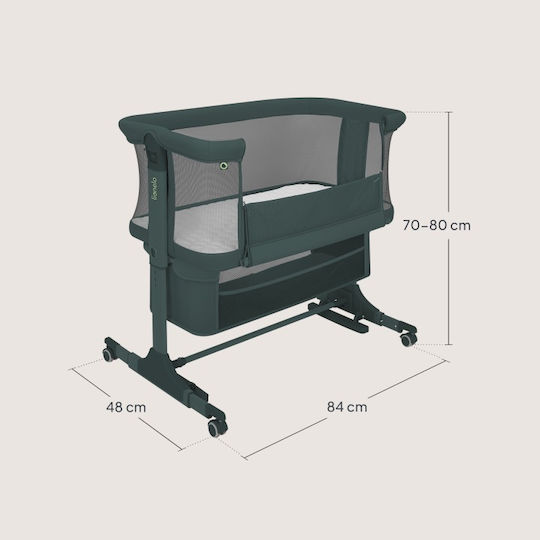 Lionelo Cradle with Mattress Side Opening and Wheels Green