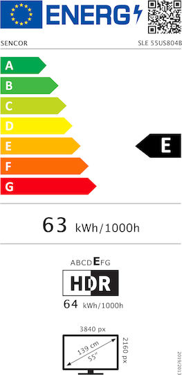 Sencor Smart Τηλεόραση 55" 4K UHD LED SLE 55US804B HDR (2025)