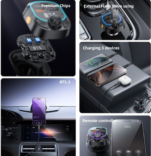 Yesido Car FM Transmitter with Bluetooth / USB