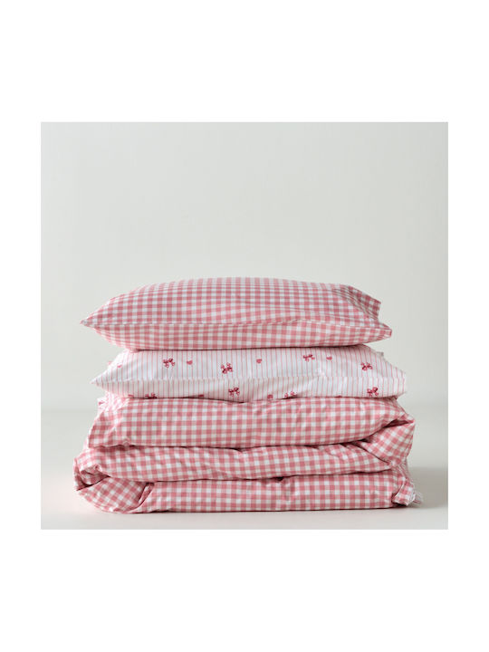 Kentia Kids Duvet Cover Set Single with Pillowcase Cotton White-pink 165x245cm