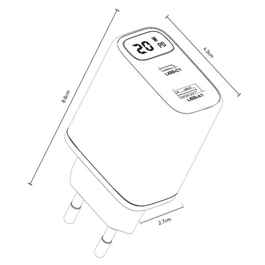 Yesido Incarcator Fără Cablu cu Port USB-A și Port USB-C 20W Power Delivery / Quick Charge 3.0 Negru