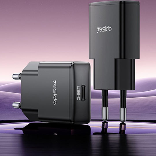 Yesido Incarcator Fara Cablu GaN cu Port USB-C 30W Power Delivery Negru