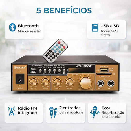 Ενισχυτής Karaoke WG-158BT 112574 Χρυσός